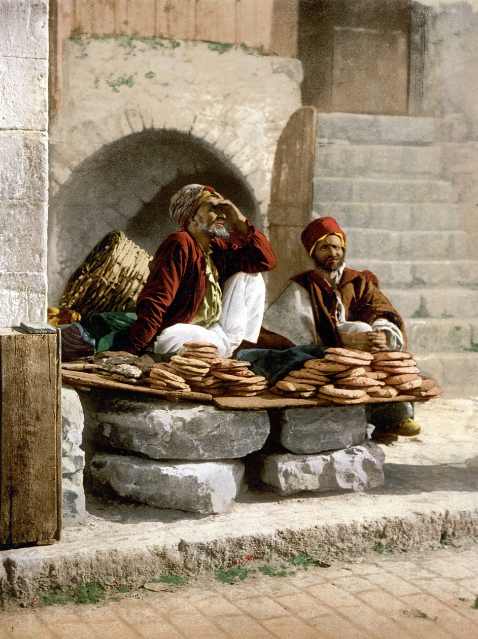 Kenyérárusok Jeruzsálemben. Photochrome sd 1890-1900 között. alkotó: Unknown artist