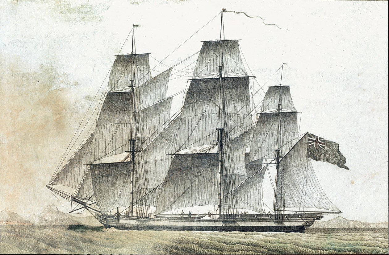 Brit kereskedelmi hajó (18. századi nyomat) alkotó: Unknown artist