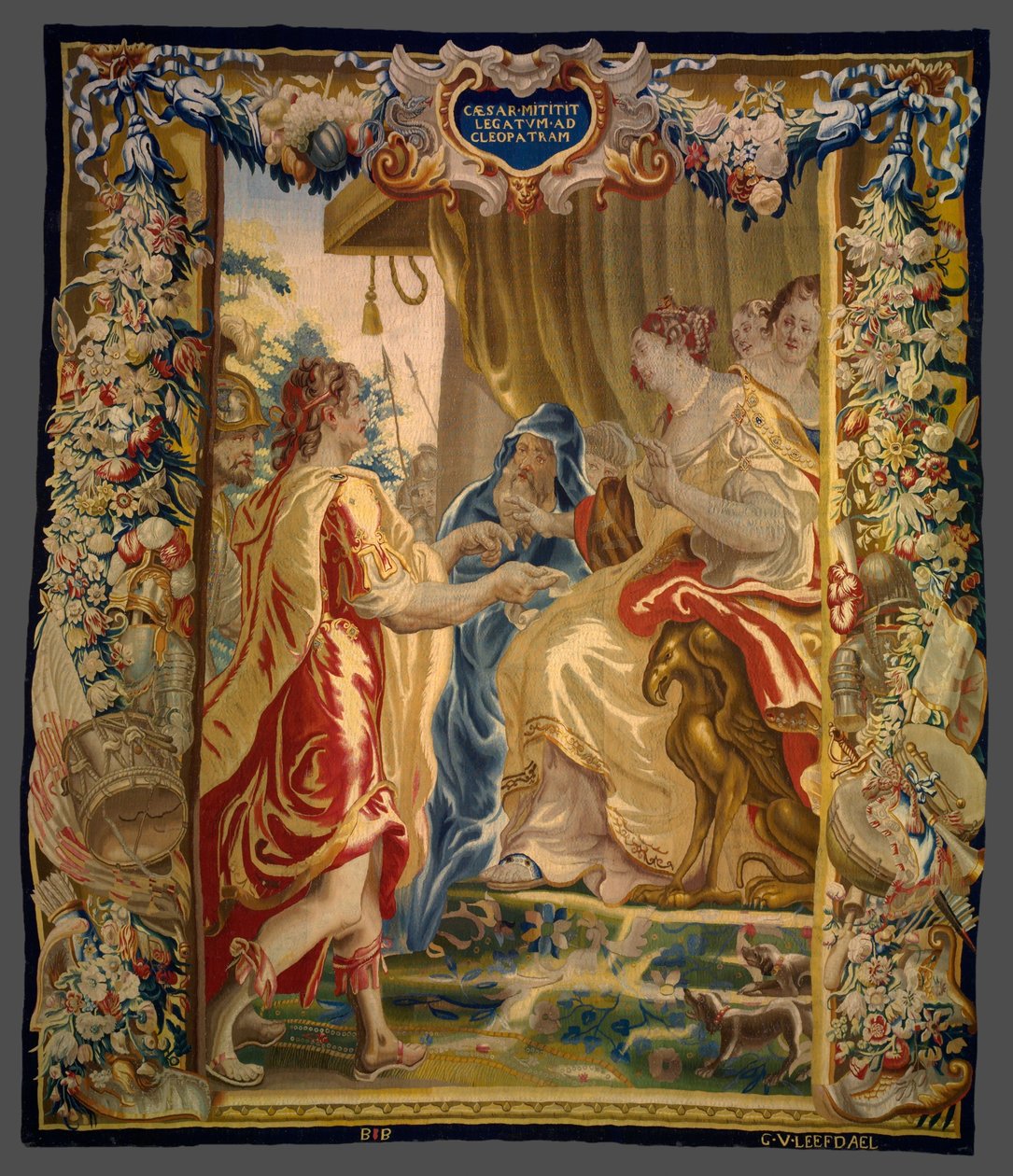 Caesar küld egy hírnököt Kleopátrának a The Story of Caesar and Cleopatra című könyvből alkotó: Unknown artist