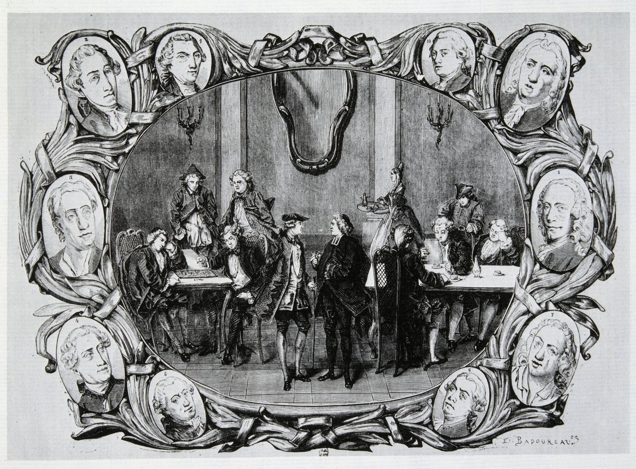 Café Procope Párizsban a 18. században Buffon, Gilbert, Diderot, D