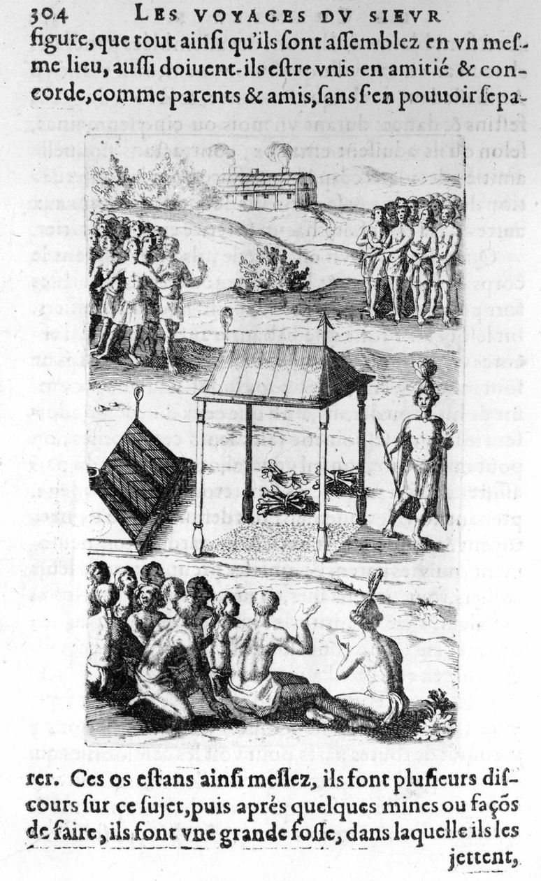 Kanada: bennszülöttek - in „Les voyages de la Nouvelle France Occidental, Dicte Canada, a St Champlain Xaintongeois... 1603-tól 1629-ig... Samuel Champlain (1570-1635), szerk. Pierre Le Mur, Párizs alkotó: Unknown artist