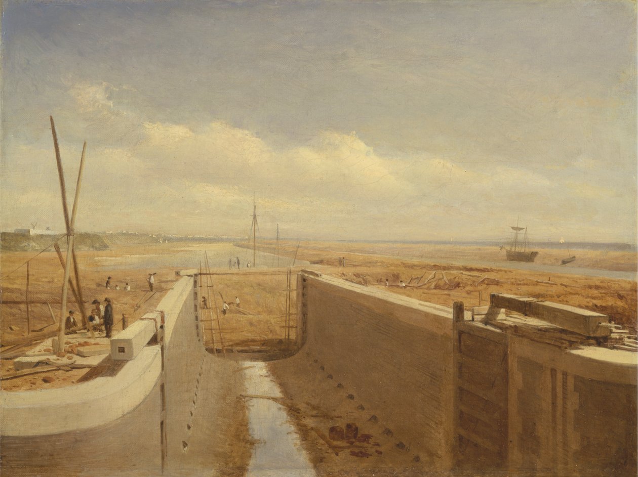 Építés alatt álló csatorna, esetleg a Bude-csatorna alkotó: Unknown artist