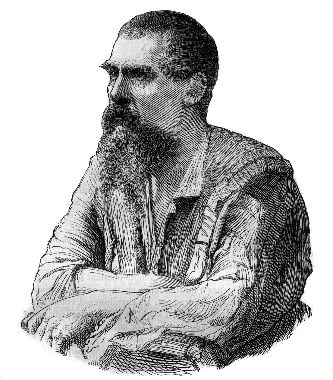 Richard Burton kapitány, brit felfedező, író, katona és diplomata – Sir Richard Francis Burton brit felfedező, író és nyelvész portréja (1821-1890) – Metszet a „Tizenkilencedik századi nagy utazások festői történetébe””. 1877 alkotó: Unknown artist