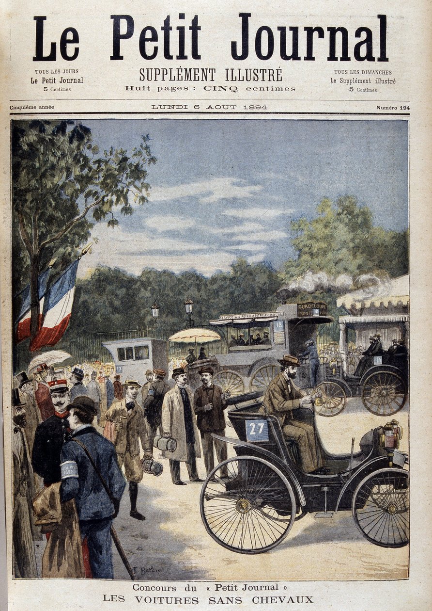 Autók lovak nélkül, első autó Panhard Levassor - borító. „” Le Petite Journal”” augusztus 6-án alkotó: Unknown artist