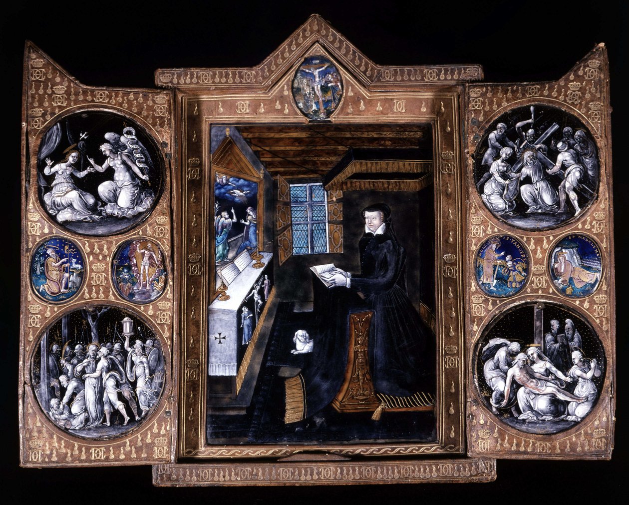 Catherine de Medici (Caterina de Medici) (1519-1589) imában - triptichon e-mail és bőr alkotó: Unknown artist