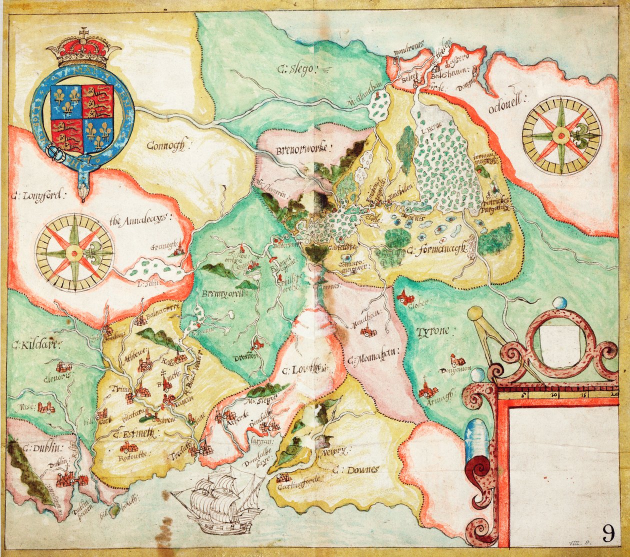 Közép-Írország, Dublin és Sligo között, 1600 körül (vászon, papír) alkotó: Unknown artist