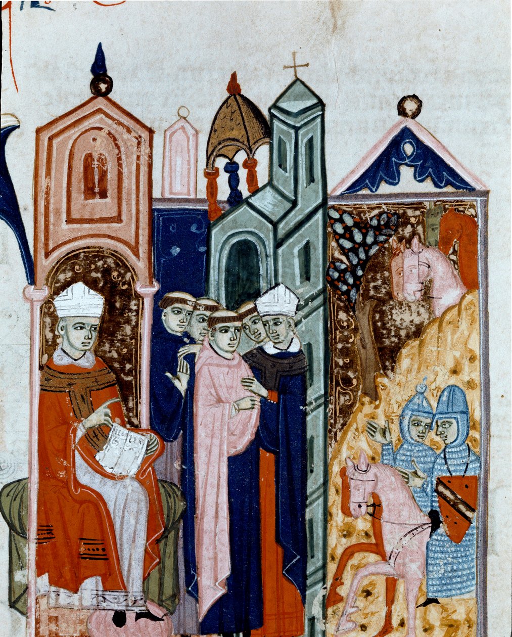 A „Decret de Gratien” („Concordia discordantium canonum” vagy „Decretum Gratiani”) 1140-ből származó miniatűr szerzetesi szokásának átvételének szertartása, amely a római katolikus egyház törvényeit és kánonjait szabályozza. 14. századi Cesena Biblioteca m alkotó: Unknown artist