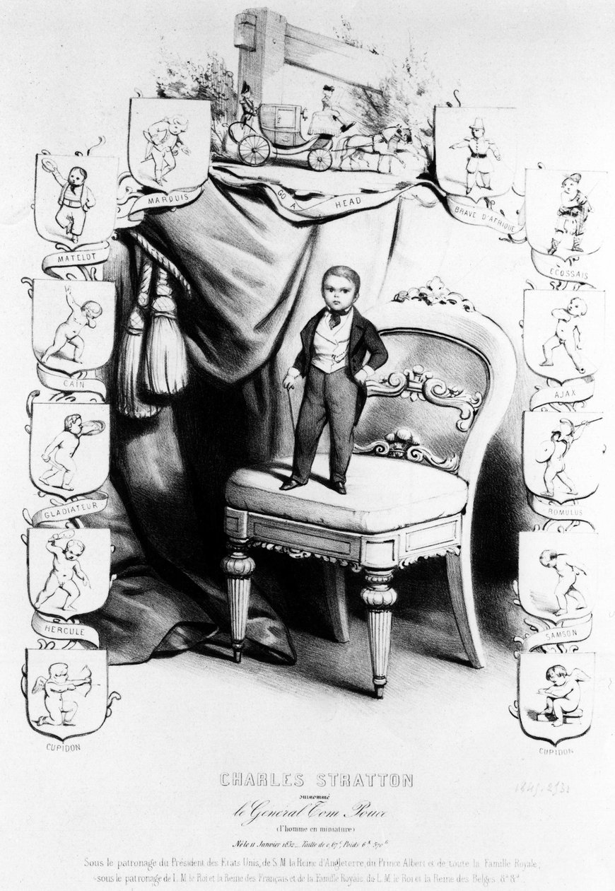 Charles Sherwood Stratton beceneve Tom Thumb tábornoknak (Tom Thumb tábornok) (1838-1883), a Barnum cirkusz híres törpéjének. alkotó: Unknown artist