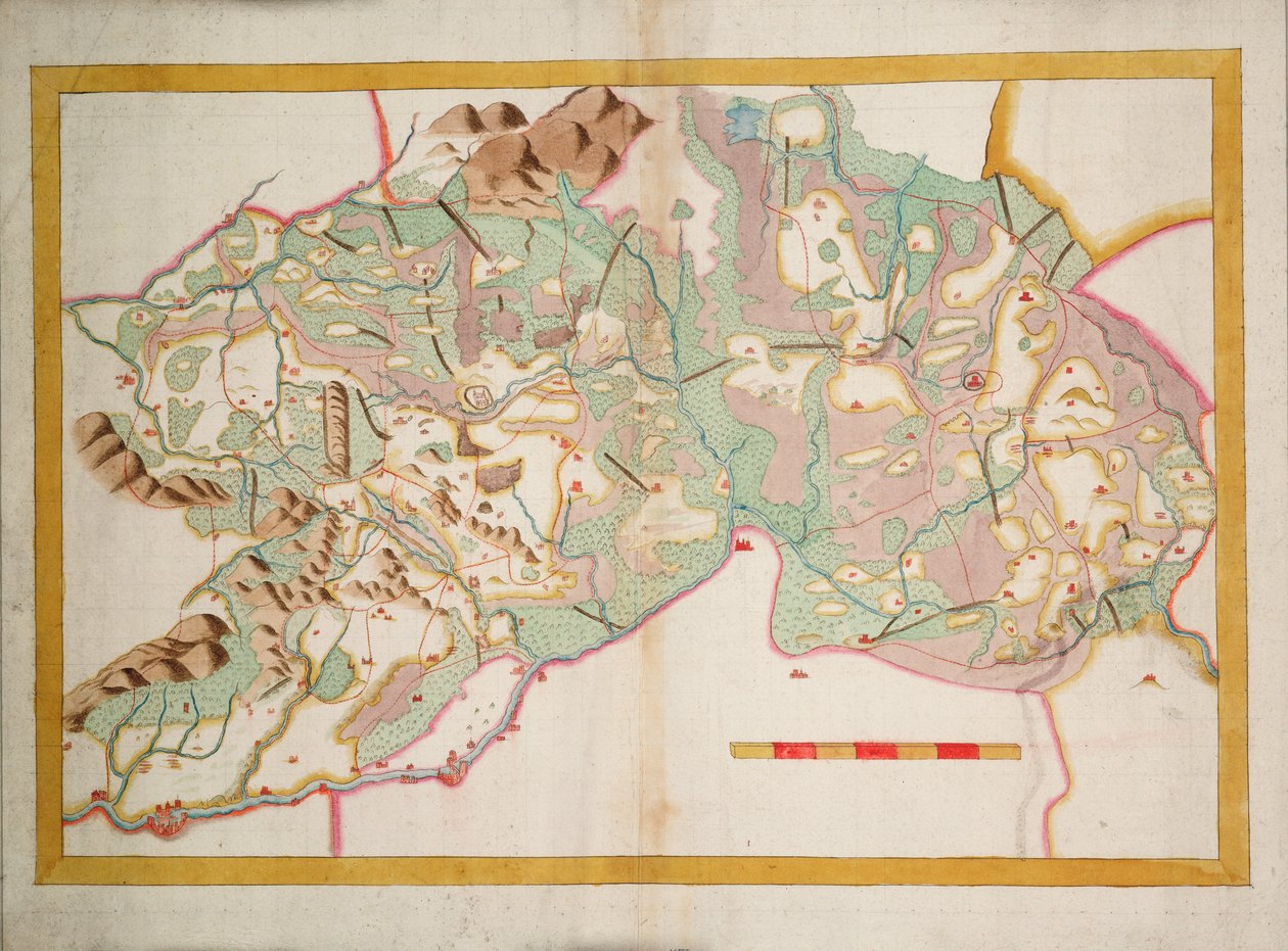 Leix és Offaly, Írország térképe, 1590 körül (papír, vászon) alkotó: Unknown artist