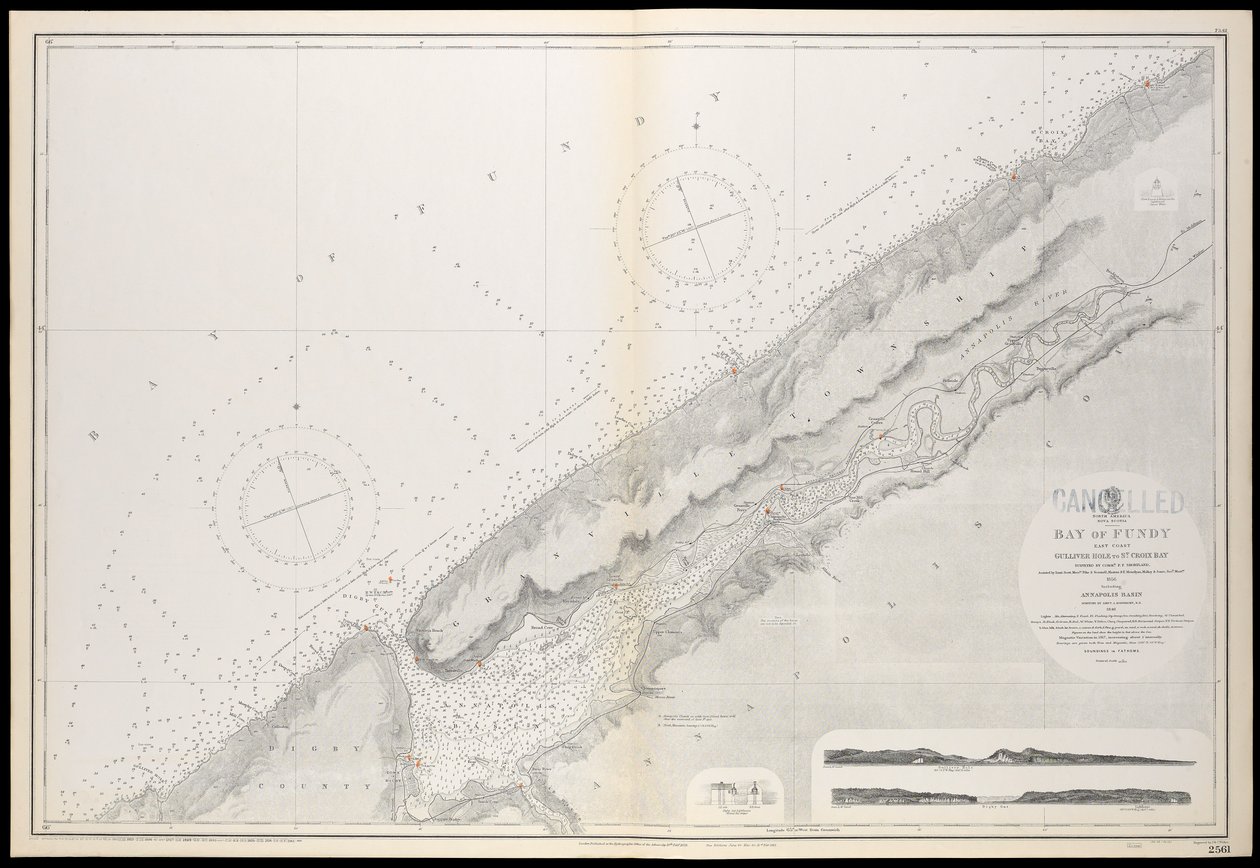 Új-Skócia, Fundy-öböl, Gullivers Hole-tól a St Croix-öbölig, először 1858. február 10-én jelent meg. alkotó: Unknown artist