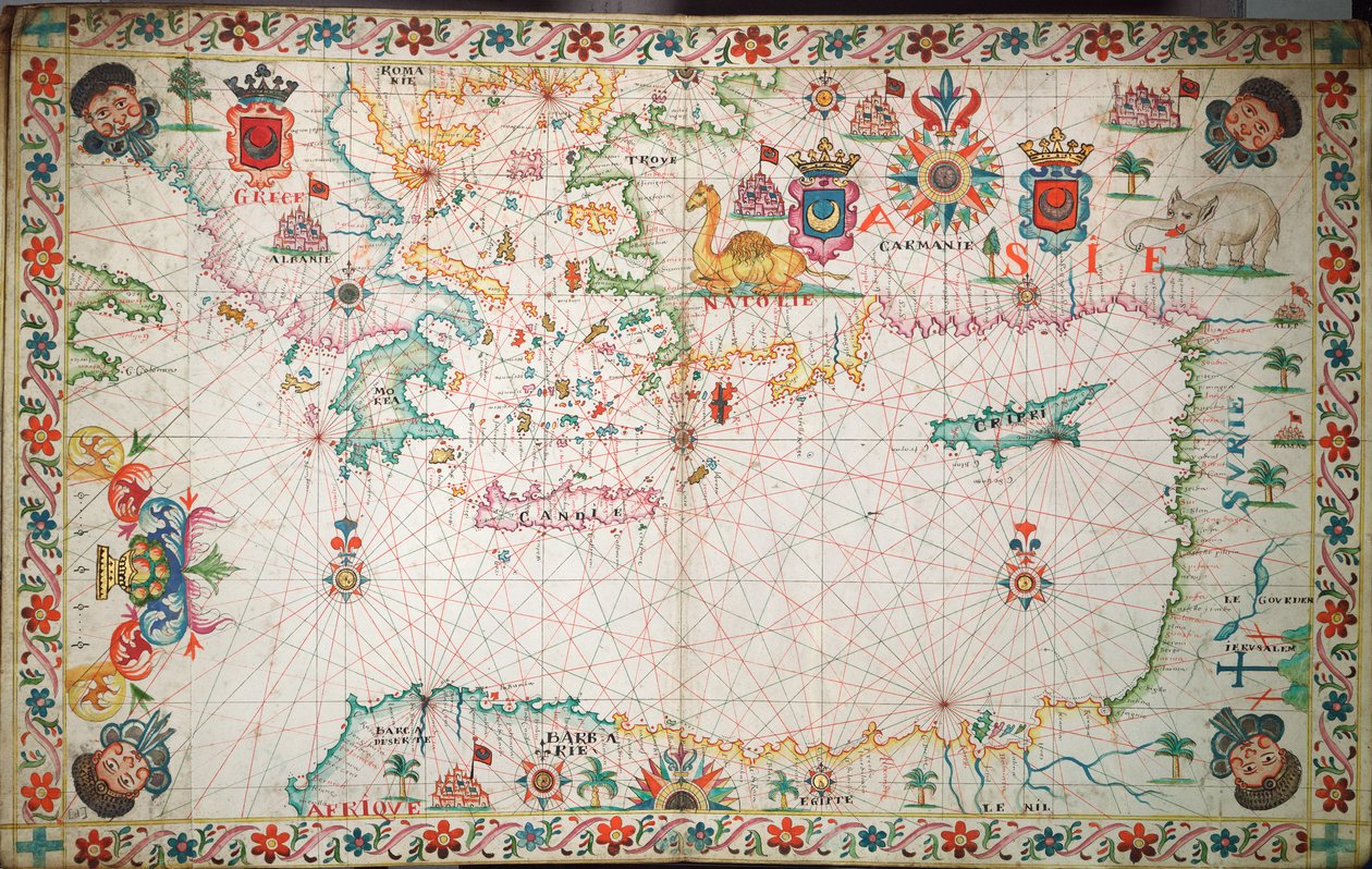 A Földközi-tenger keleti részének térképe, 1600 körül (kézirat) alkotó: Unknown artist