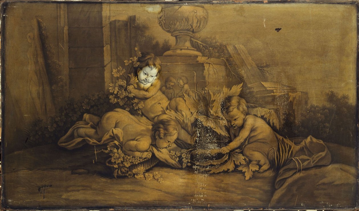Tájképen játszó gyerekek, 1701 és 1800 között (ajtó teteje) alkotó: Unknown artist