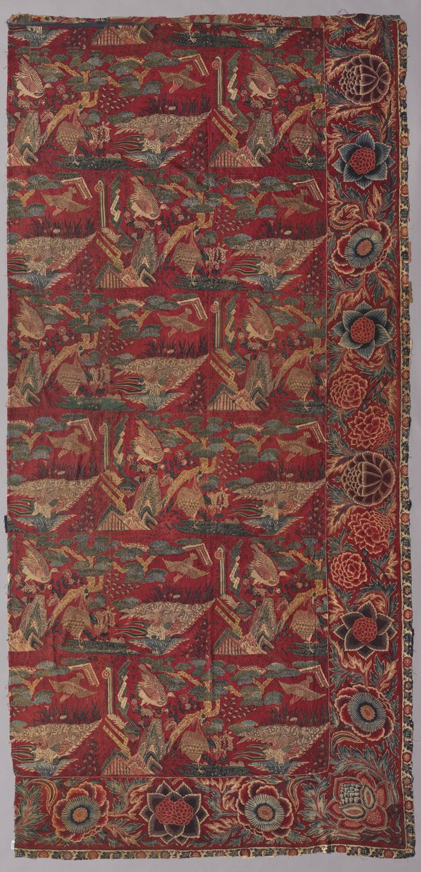 Chintz ágytakaró vagy függő japán ihletésű mintával, jobb fele alkotó: Unknown artist