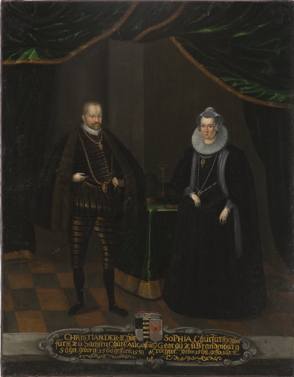 Christian I de Saxe et Sophie de Brandebourg – I. Christian (1568-1622), szász választófejedelem és Sophie Brandenburg (1568-1622), Szászország választófejedelme, névtelen portréja. Olajfestmény. Mérete: 102,5x79 cm. Nemzeti Múzeum Stockholm alkotó: Unknown artist