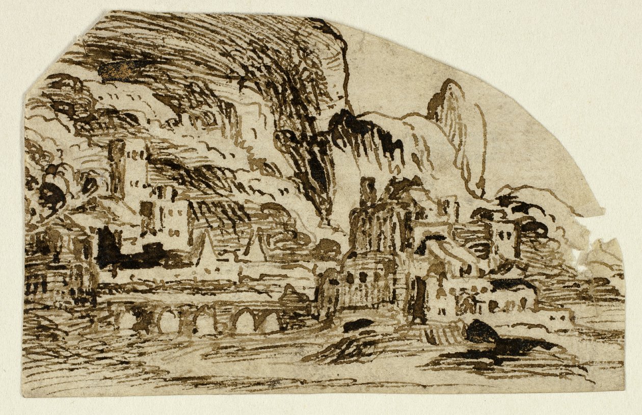 Citadella és híd a hegyekben alkotó: Unknown artist