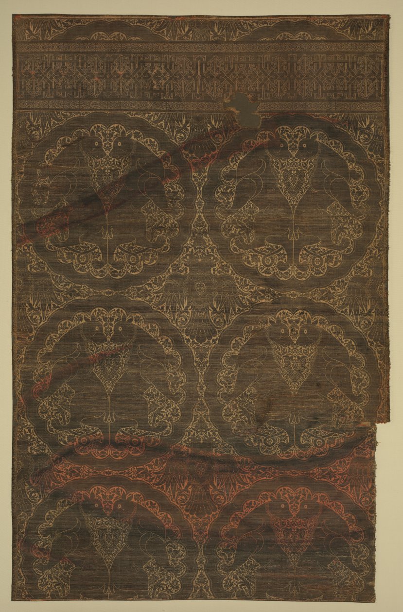 Arany szövet macskafélékkel és sasokkal alkotó: Unknown artist