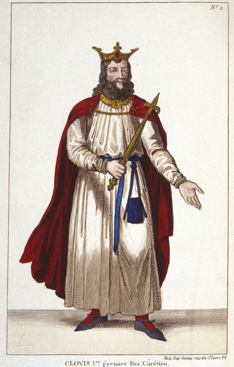 I. Clovis (466-511), a frankok királya, a Meroving-dinasztia, metszet 1830 alkotó: Unknown artist