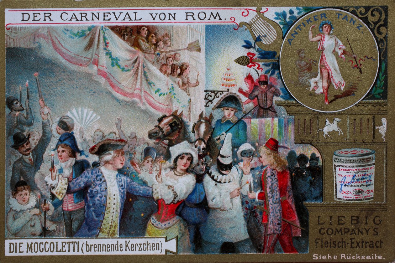 Gyűjtői képsorozat A római karnevál, a Moccoletti, égő gyertyák alkotó: Unknown artist