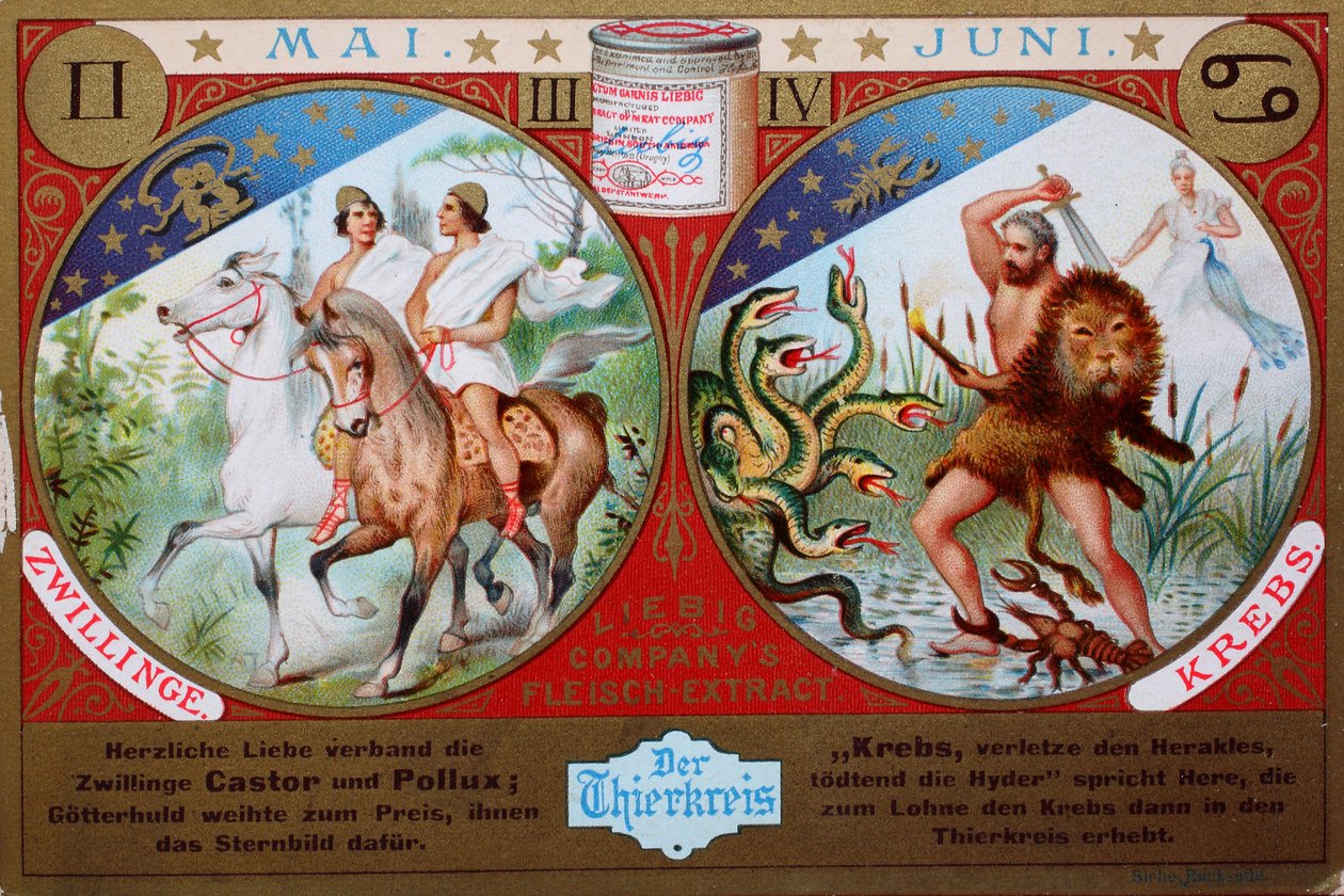 Gyűjtői képsorozat Az állatöv, május és június, Ikrek és rák alkotó: Unknown artist