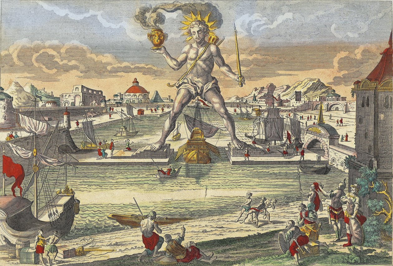 Rodoszi kolosszus – „” A rodoszi kolosszus”” (Colosso di Rodi) – metszet XVIII. alkotó: Unknown artist