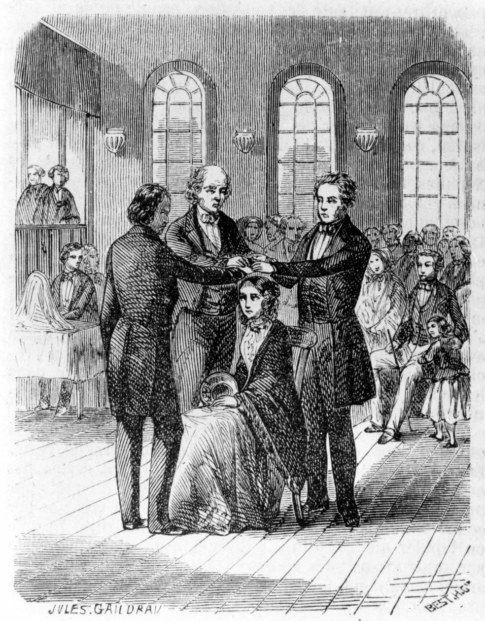 Megerősítés a mormonok között. 19. századi metszet. alkotó: Unknown artist