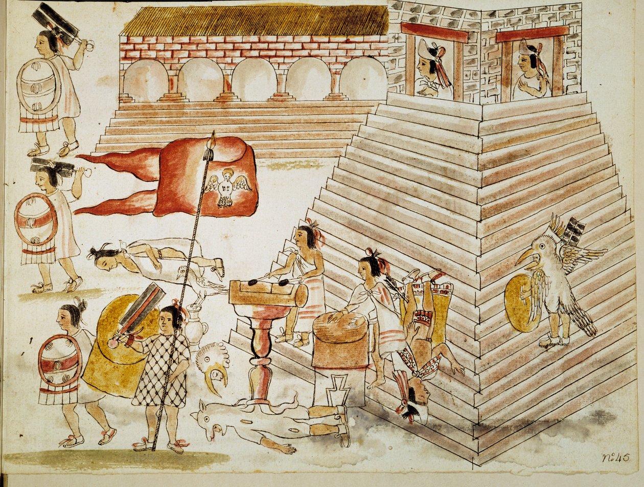 Mexikó meghódítása: Tenochtitlant, az Azték Birodalom fővárosát a hódító Hernan Cortes (1485-1547) seregei pusztították el 1520.06.24-én”” Miniatűr kéziratból alkotó: Unknown artist