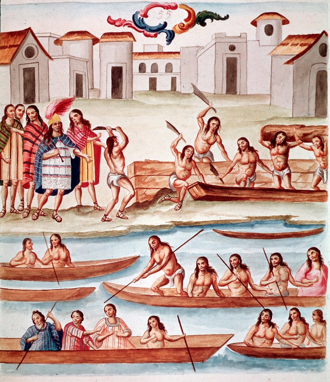 Kenuk építése (akvarell, 1770-1780 körül) alkotó: Unknown artist