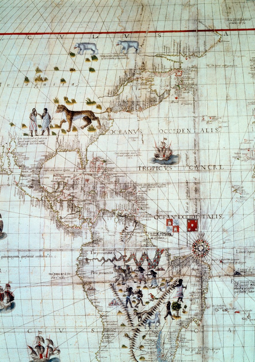 Amerika kontinense. Sebastien Cabot világtérképének részlete alkotó: Unknown artist