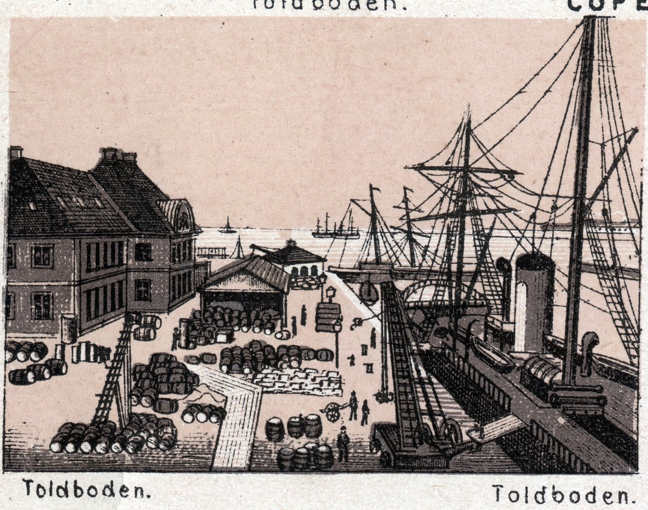 Koppenhága (Koppenhága), Dánia: kilátás Toldbodenre (kikötő, kikötő). in "" A világ 168 nézetet szemléltet"" Keltezés nélküli (19. század vége) alkotó: Unknown artist