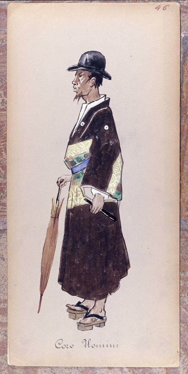 Giacomo Puccini 1904-es Pillangókisasszony című operája kórusának egyik szereplőjének jelmeze.A milánói Museo della Scala gyűjteménye. alkotó: Unknown artist