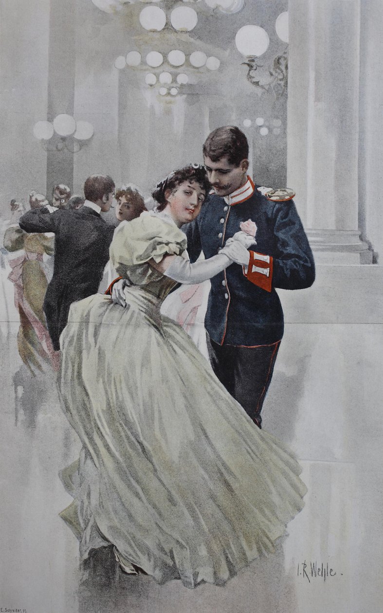 Pár táncol egy karácsonyi bálon alkotó: Unknown artist