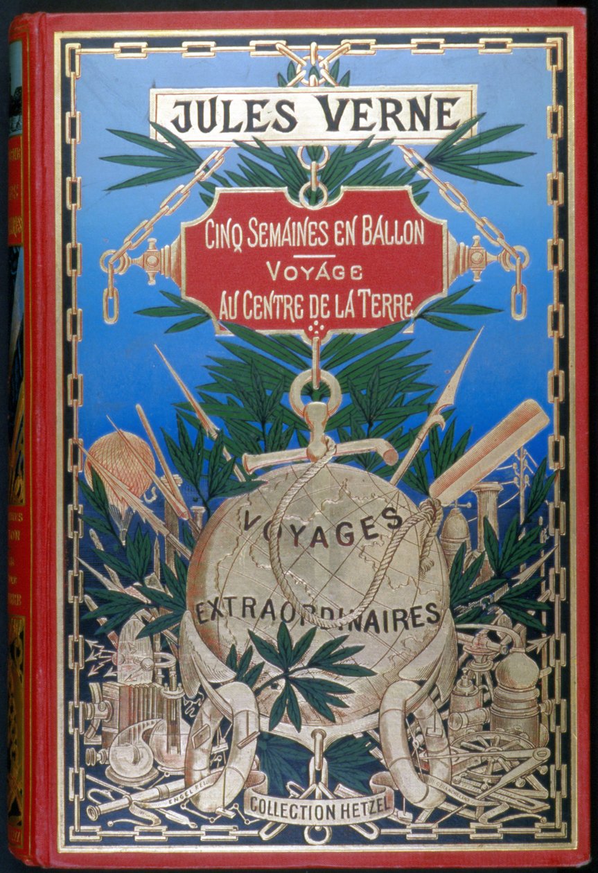 Borító: „Öt hét léggömbben – Utazás a föld közepére”, Jules Verne, szerk. Hetzel alkotó: Unknown artist