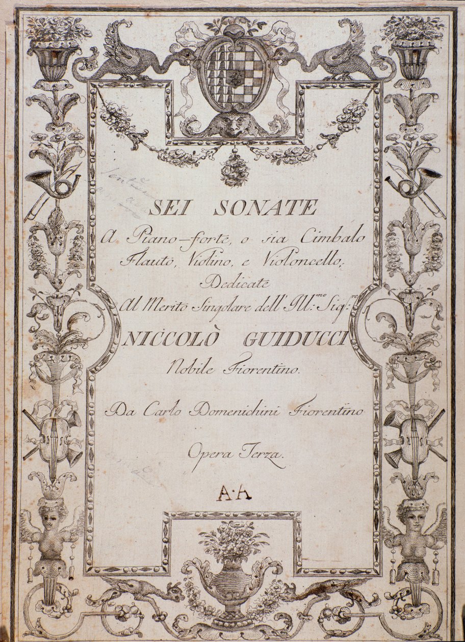 Hat szonáta borítója, op. 3, Carlo Domenighini alkotó: Unknown artist