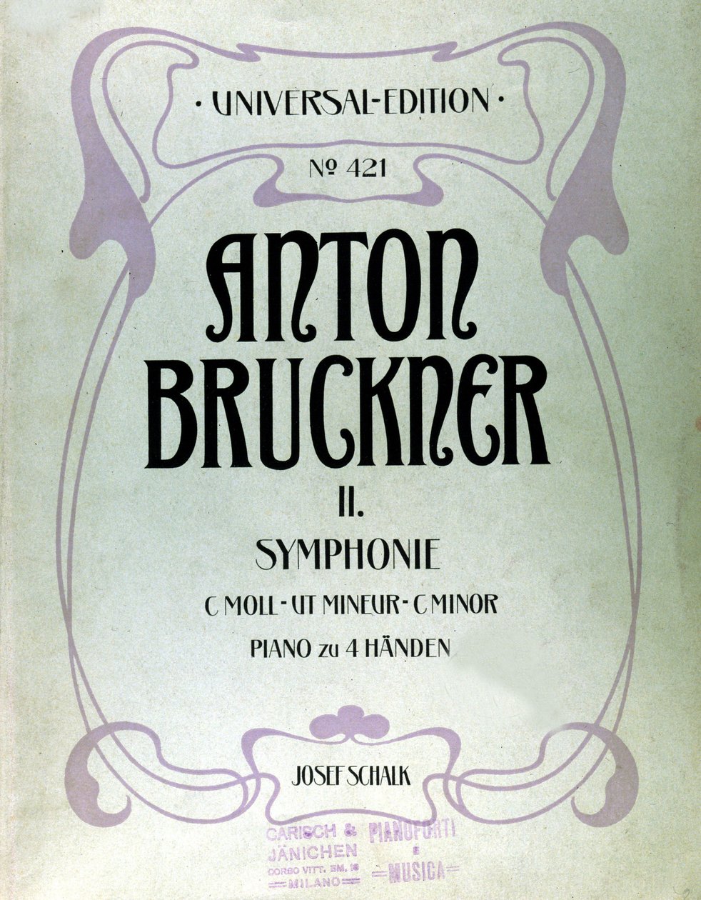 Anton Bruckner második c-moll szimfóniájának partitúrájának borítója alkotó: Unknown artist