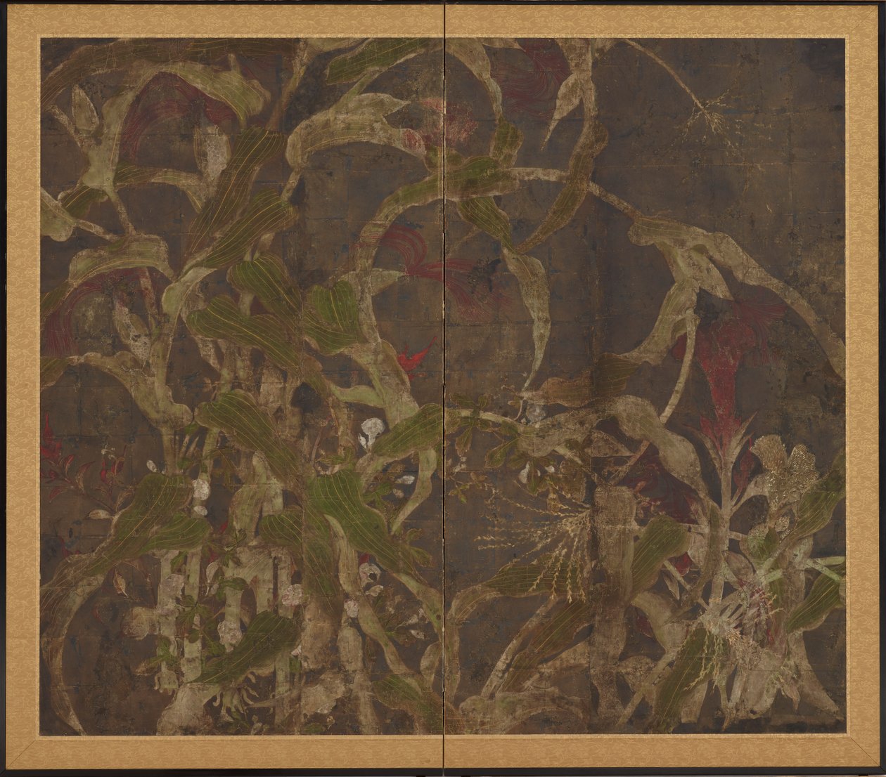 Coxcombs, kukorica és hajnali virágok alkotó: Unknown artist