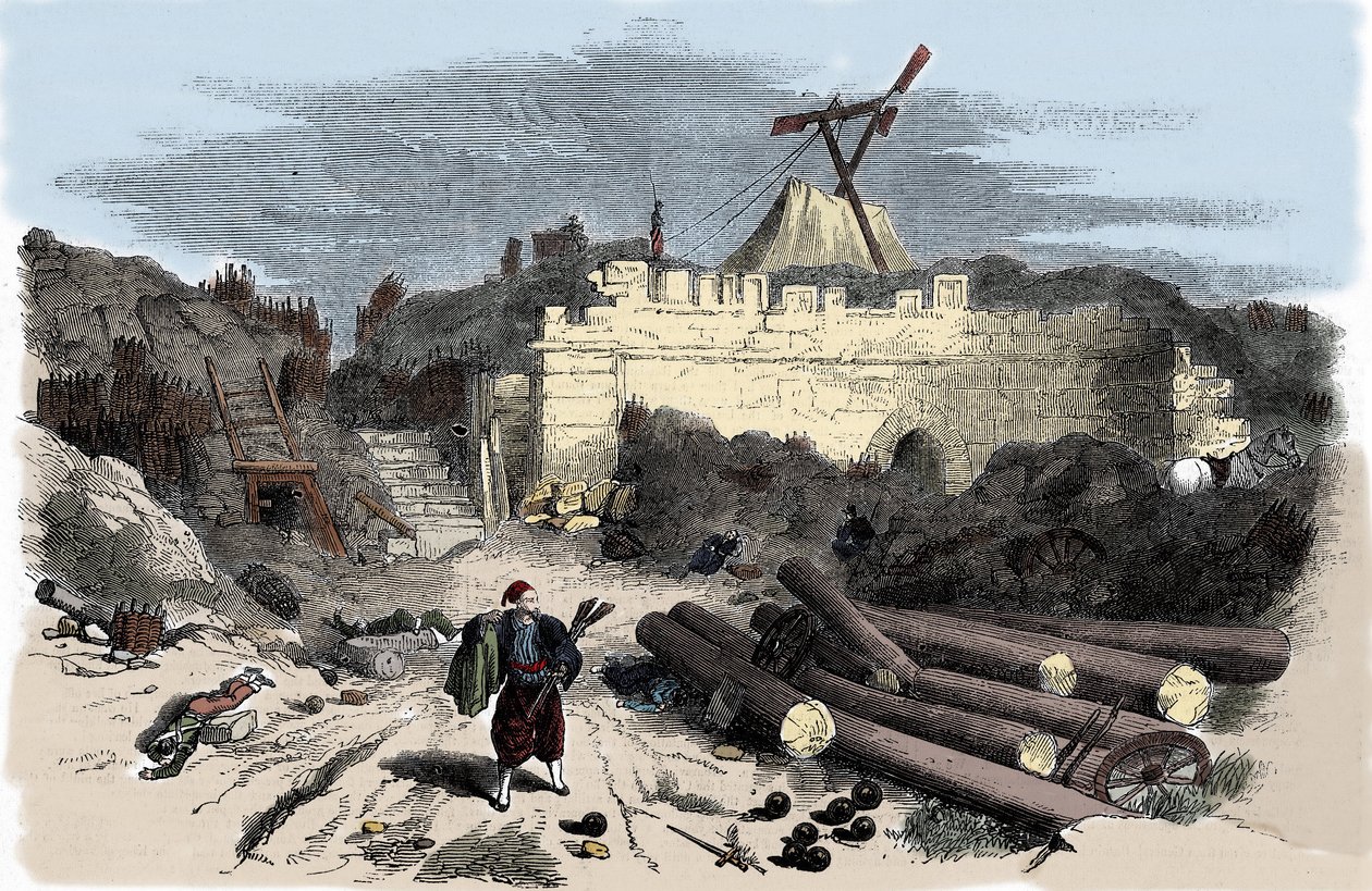 Krími háború (1853-1856): Claude Chappe távírója Malakoffnak – Metszet alkotó: Unknown artist