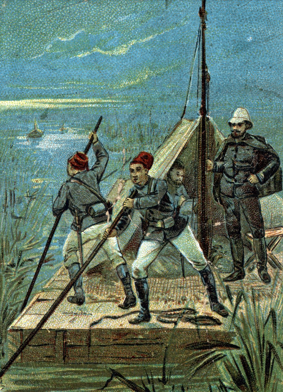 A Marchand misszió 1899-ben átkelt Bahr el Ghazal mocsarain Afrikában. Liebig kromolitográfiája a XIX. alkotó: Unknown artist