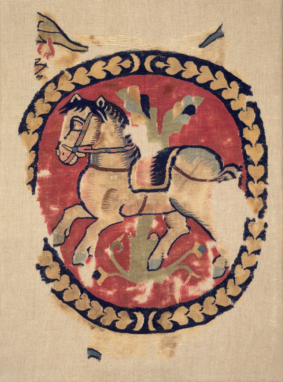 Függönytöredék vágtató lóval alkotó: Unknown artist