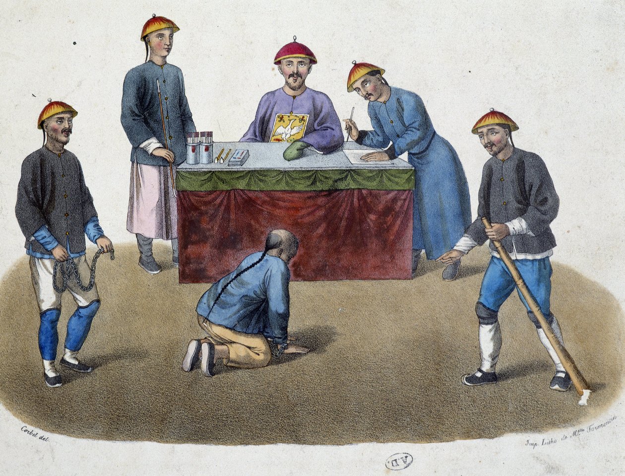 A kínaiak mindennapi élete – Igazságszolgáltatás: Megakadályozva a bíró előtt, sd. 19. század alkotó: Unknown artist