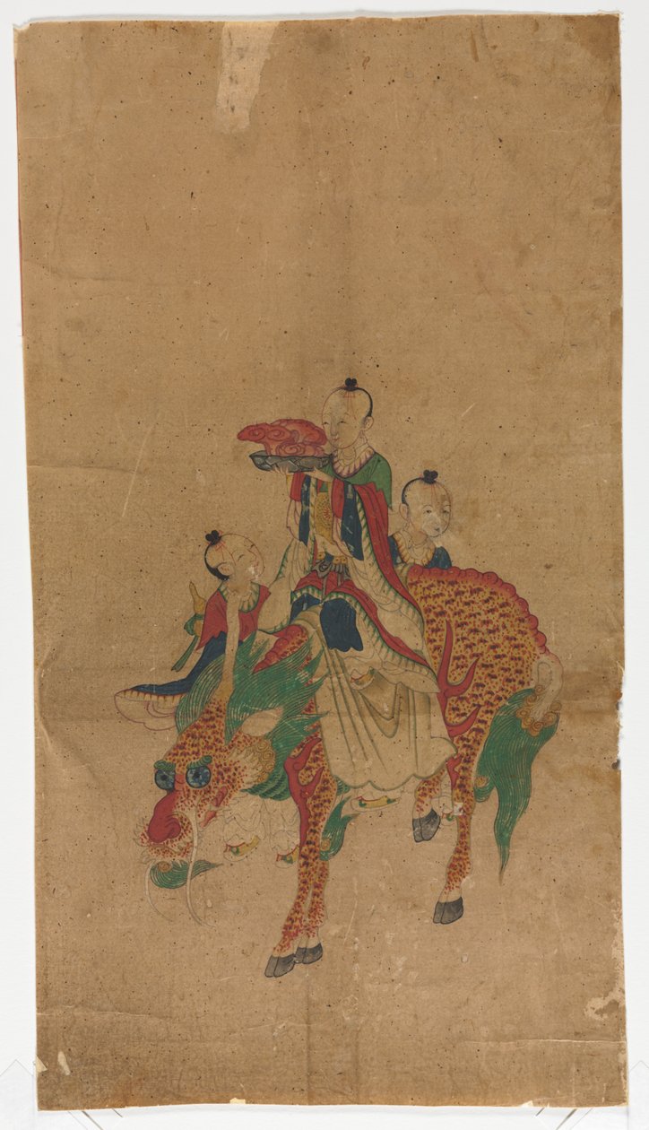Daoista halhatatlan egy Qilin és két kísérőn alkotó: Unknown artist