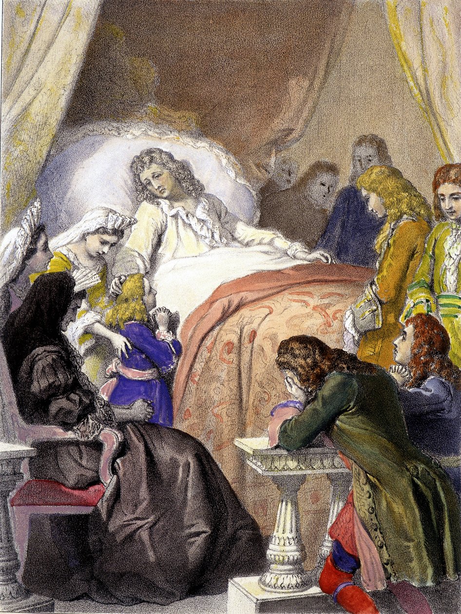 XIV. Lajos (1638-1715), francia király 1715. szeptember 1-jén Versailles-ban és a leendő XV. Lajos (1710-1774) meghalt. alkotó: Unknown artist