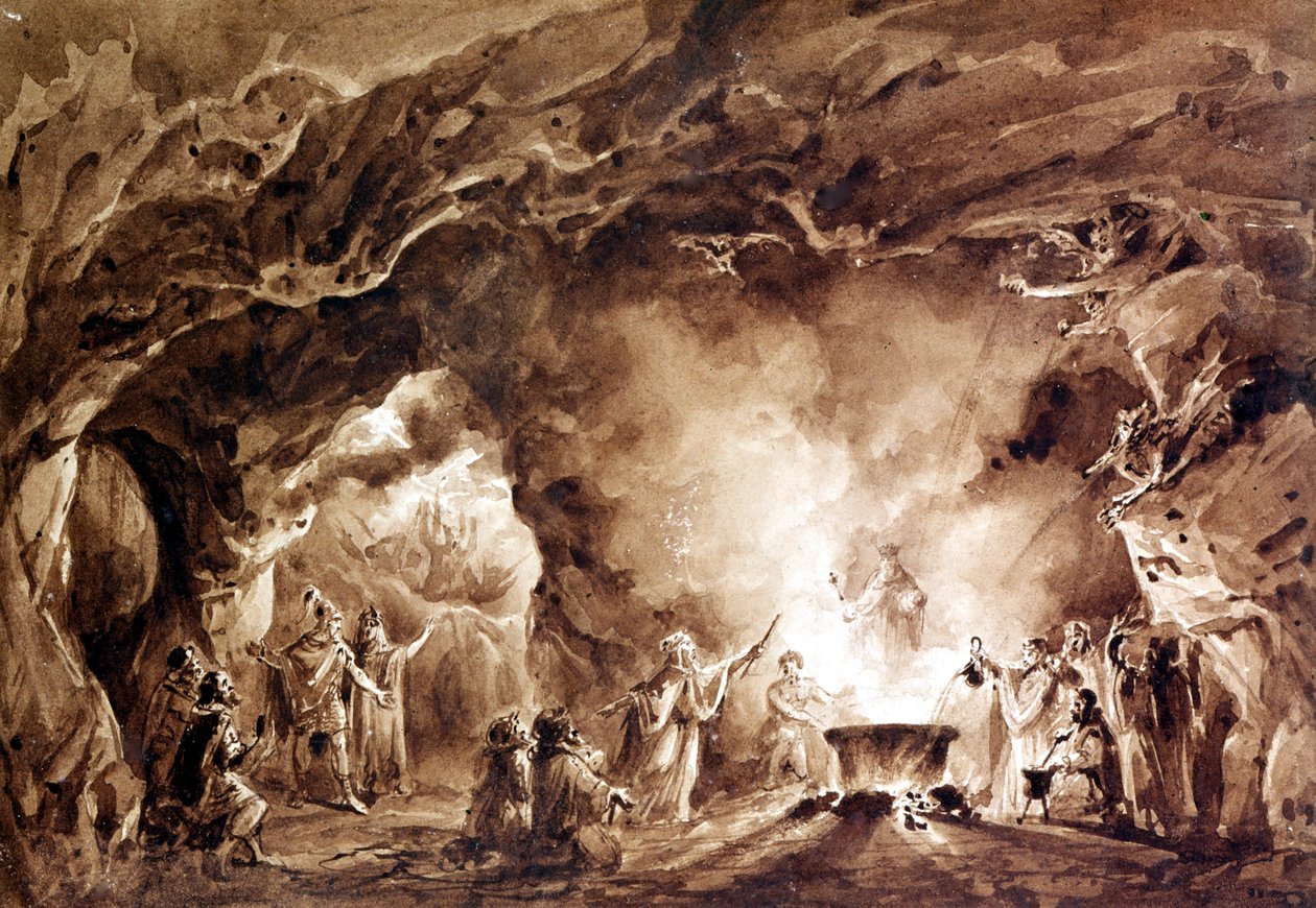 Giuseppe Verdi (1813 - 1901) által komponált „” Macbeth”” opera dekorációja. Aquatinte az 1847-es első kiadás borítójára szolgált. alkotó: Unknown artist