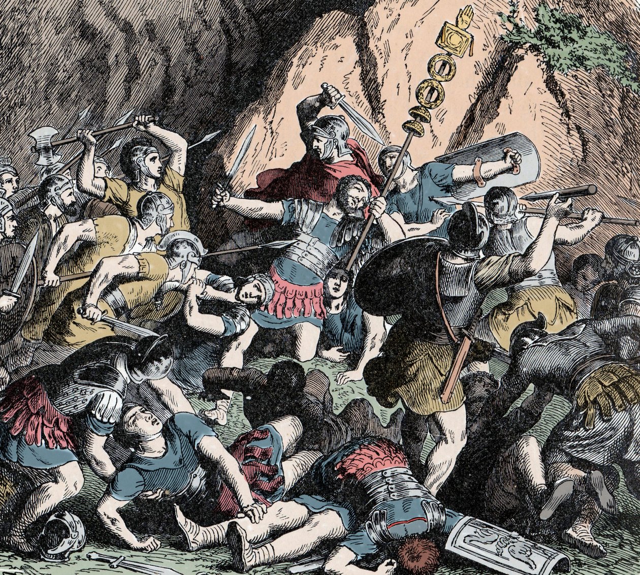 Fábiánusok veresége – Második pun háború (Kr. e. 218-201): a Fabius hadsereg veresége és Fabius Maximus uzsorastratégiája (Quintus Fabius Maximus Verrucosus, más néven Cunctator (az időmérő) vagy Ovicula, Kr.e. 275-203 körül ), az ar kifosztása ellen alkotó: Unknown artist