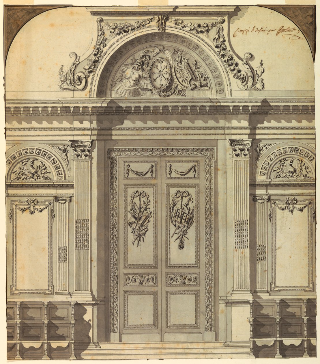 Templomfal bejáratának tervezése alkotó: Unknown artist