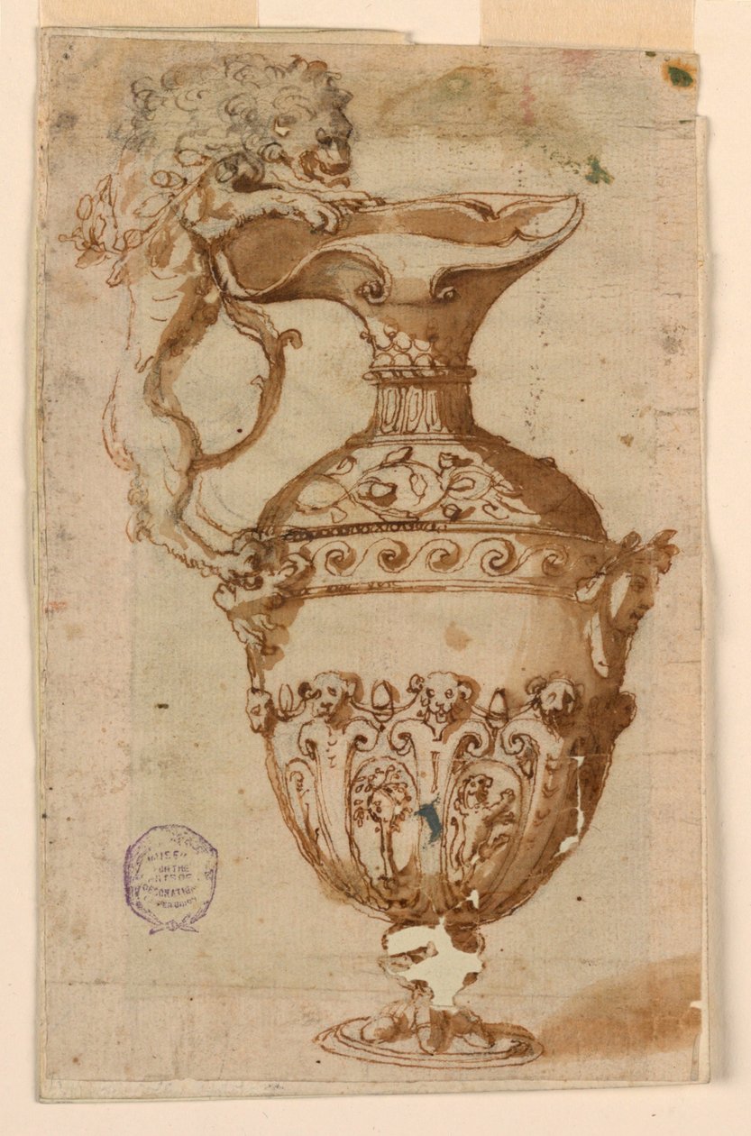 Oroszlán formájú nyéllel ellátott ewer kialakítása alkotó: Unknown artist
