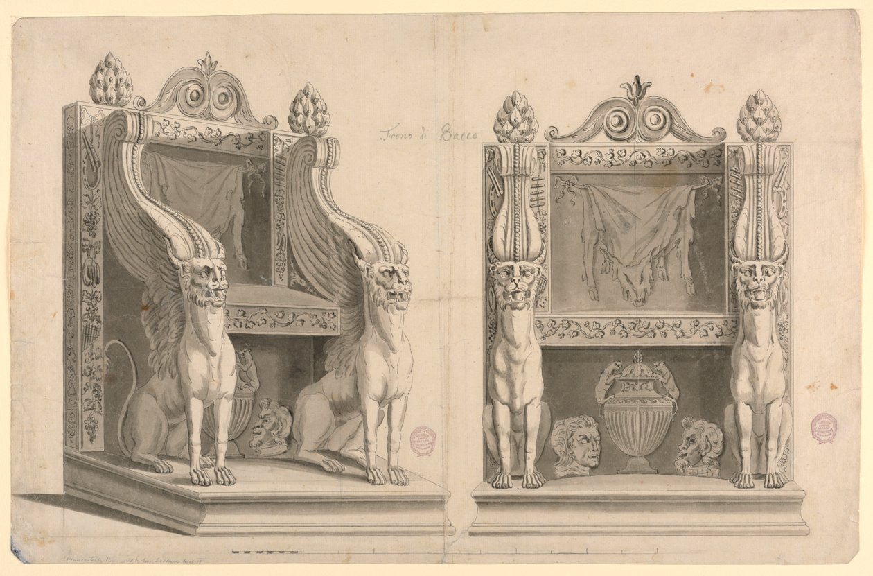 Tervezés Bacchus papjának trónjához, az ókori márvány után alkotó: Unknown artist