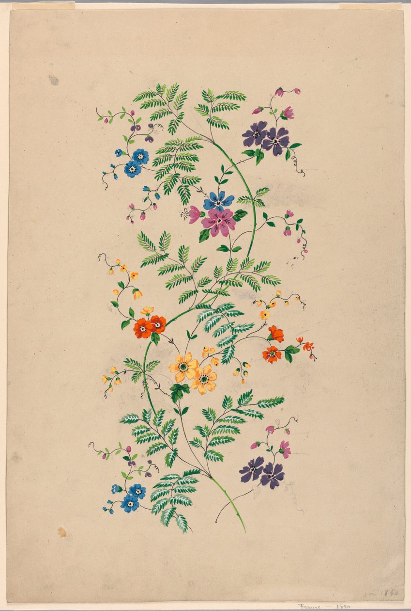 Tervezés függőleges Rinceau-hoz szőtt szövethez alkotó: Unknown artist