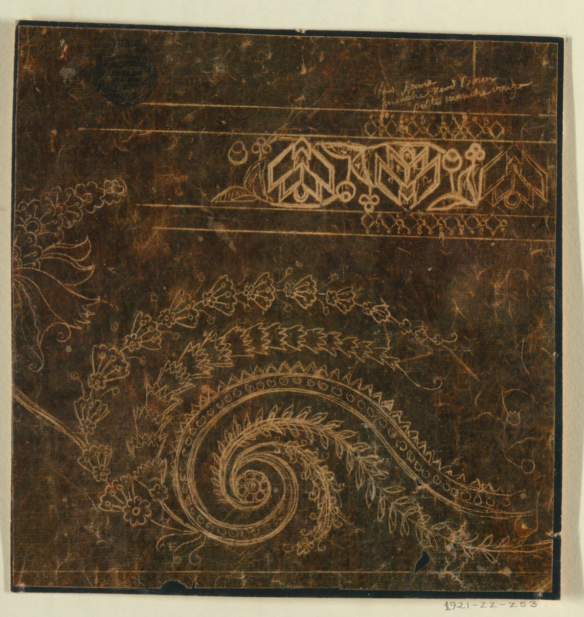 Tervezés hímzett szegély motívumhoz, befejezetlen alkotó: Unknown artist