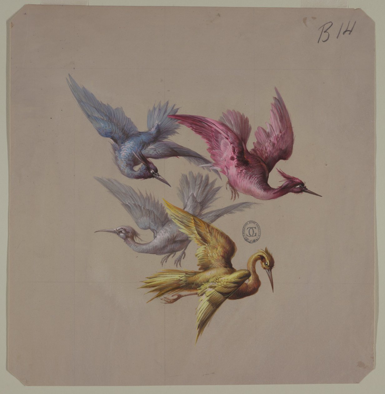 Tapéta- és textiltervek: Madarak alkotó: Unknown artist