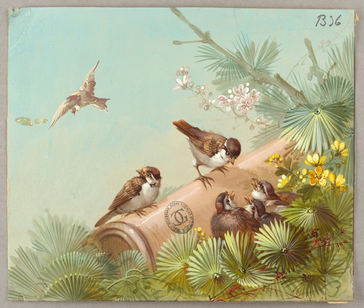 Tapéta- és textiltervek: Virágok és madarak alkotó: Unknown artist